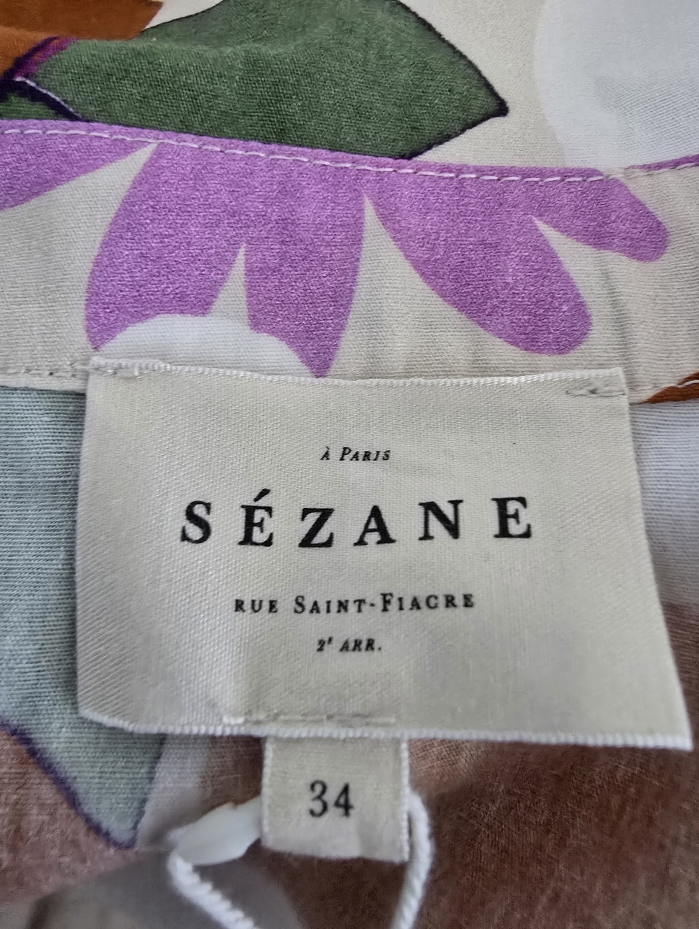 SÉZANE Angelique Sol 70's Flower Power Print Cream Multi Shacket Tunic NWT RARE - Picture 11 of 14